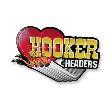 Hooker Headers Metal Sign; 12 in. H X 19 in. L; Hooker® Headers Embossed Logo;