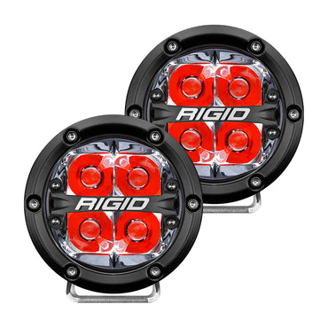 360-Series 4 Inch Off-Road LED Light, Spot Beam, Red Backlight, Pair