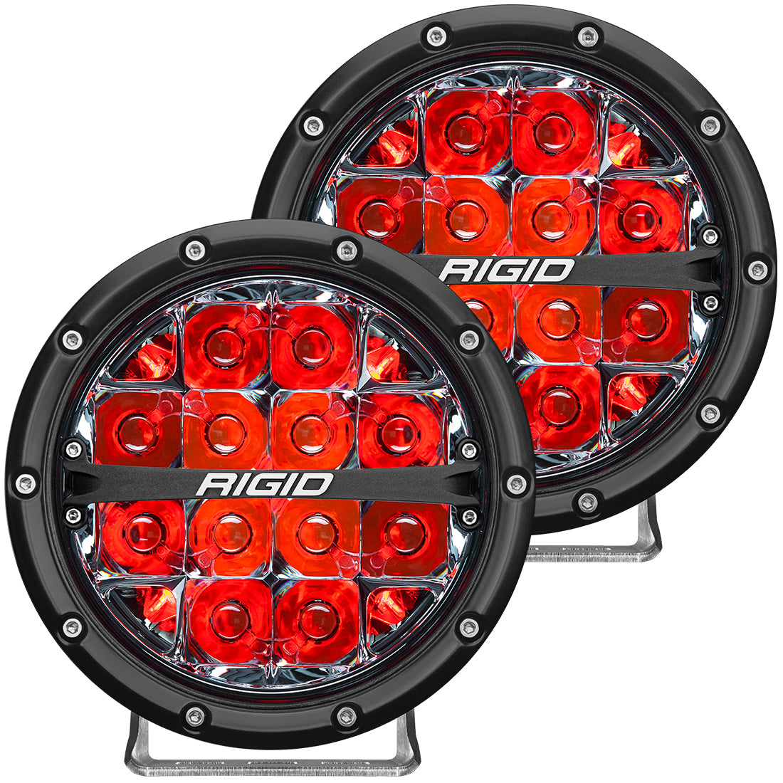 360-Series 6 Inch Off-Road LED Light, Spot Beam, Red Backlight, Pair