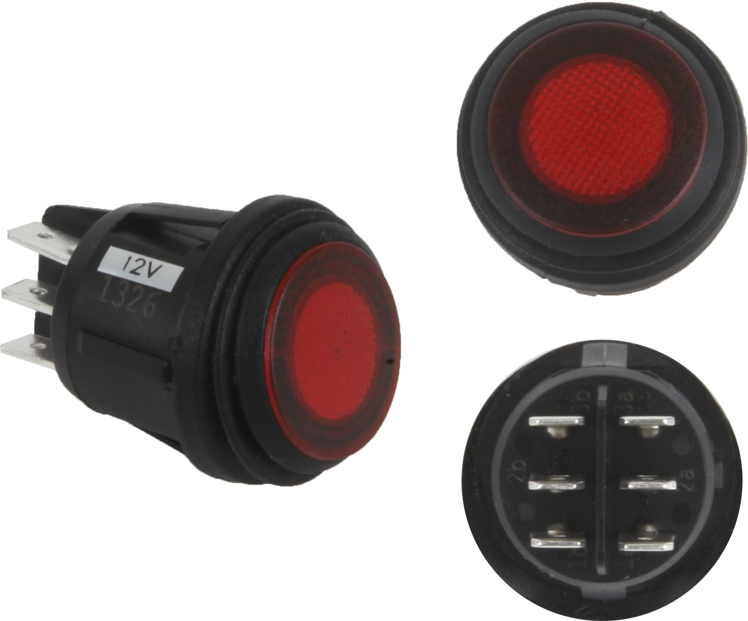 3 Position Rocker Switch (On/Off/Backlight), Red, Single