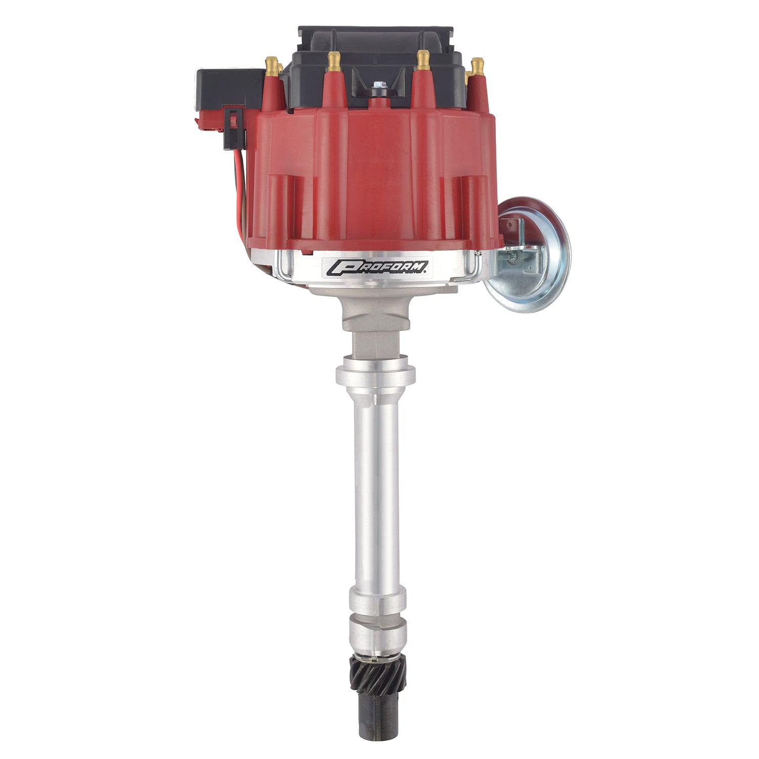 HEI Distributor; Racing Type w/Vac-Adv; Red Cap; Polished; For Chevy V8 Engines