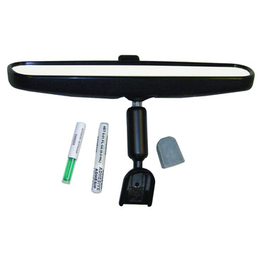 Rearview Mirror Kit, Black, Includes 9.75" Wide Mirror, Button & Adhesive