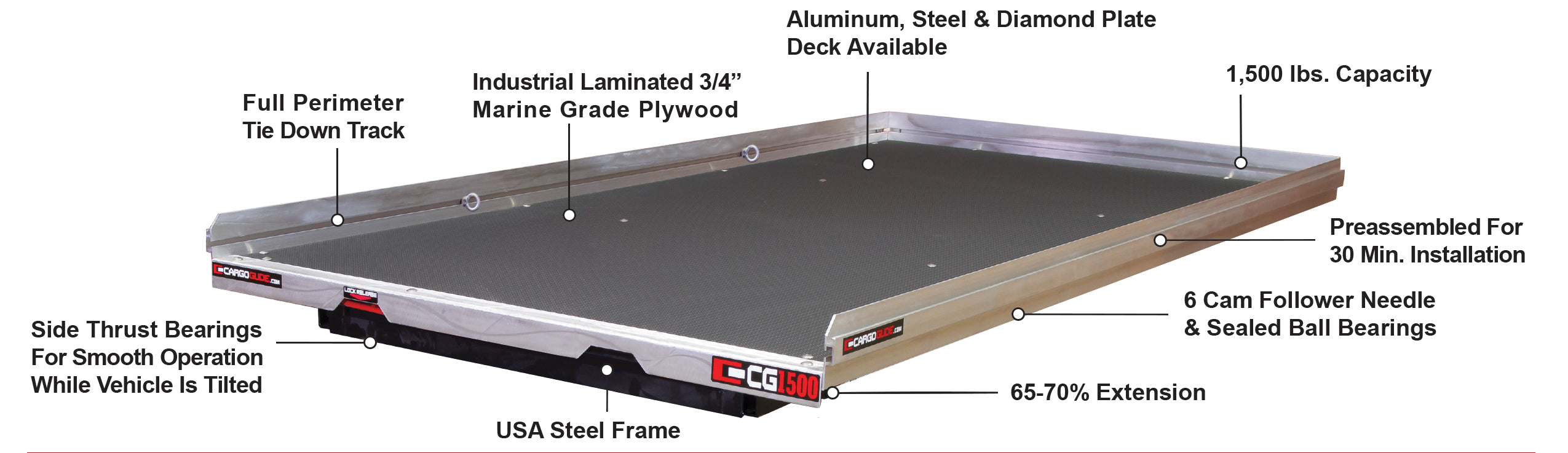 CargoGlide CG1500 Sliding Truck Bed Tray - 1500 lb Capacity