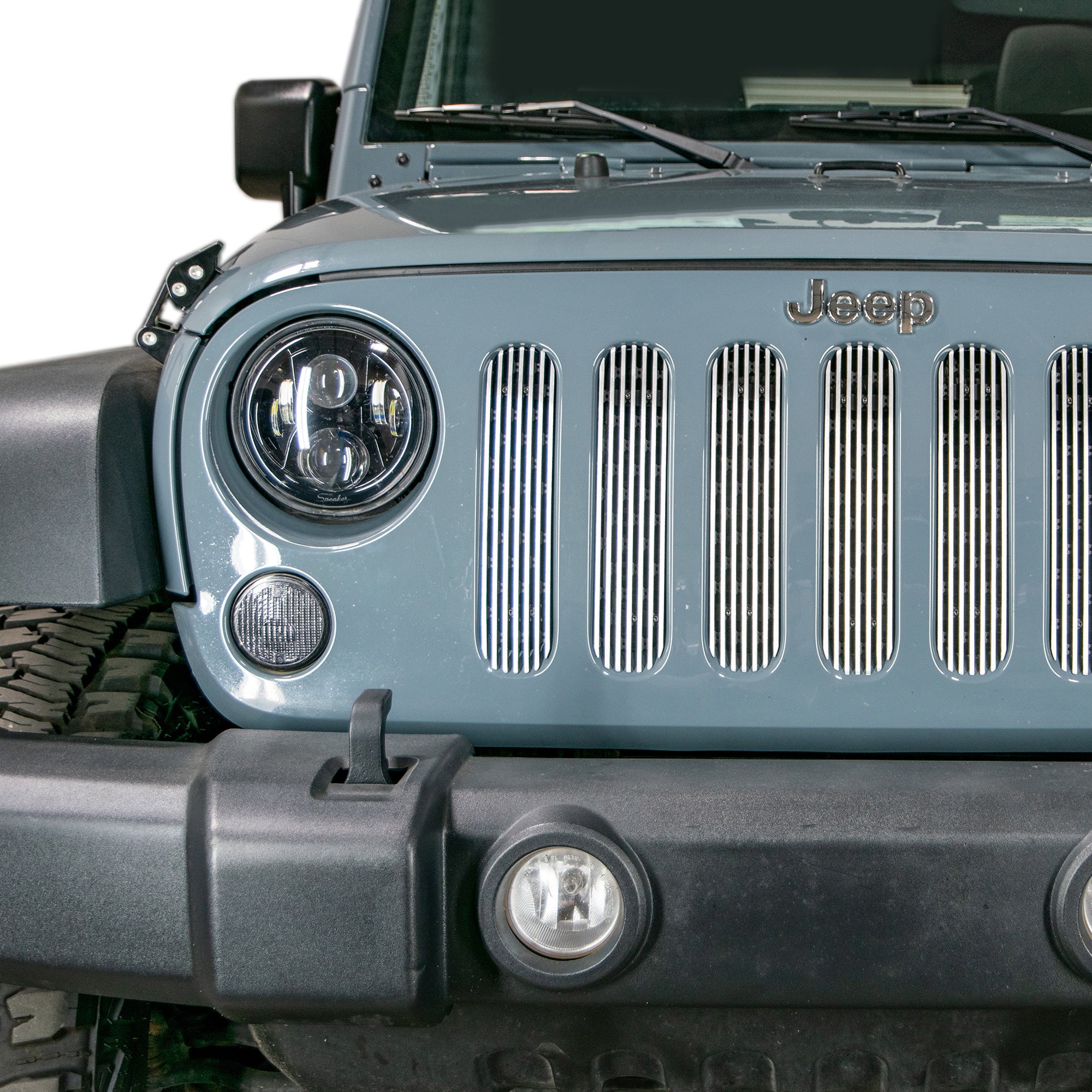 07-18 Jeep JK Grill Inserts; 7-Pieces; Brushed